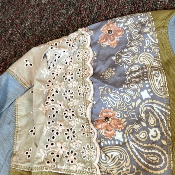 FREE PEOPLE Feelin it Colorblock Army Combo T-Shirt Size XS OB1068176 $98 - Picture 10 of 12